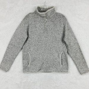 Eddie Bauer Womens Sweater Pullover  Snap‎ Collared Pockets Knit Gray M